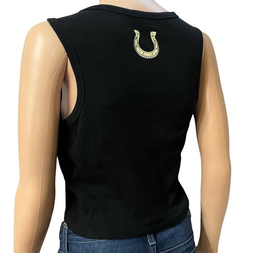 Homegirl Society Western Cropped Tank Top Medium Black Rodeo Festival Casual - Picture 4 of 9